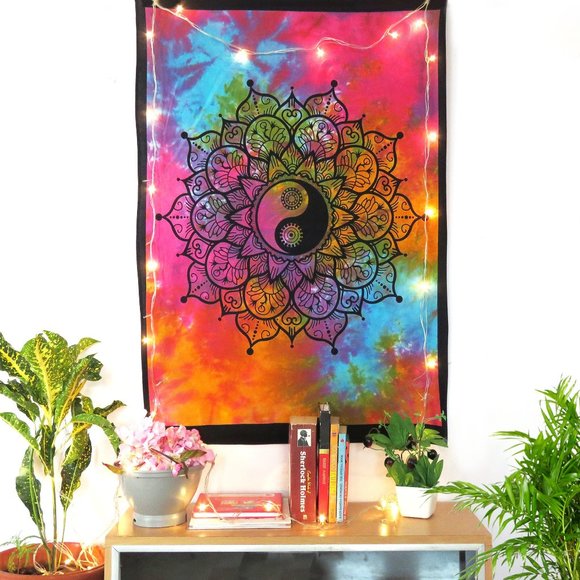 Yin Yang Multi Tie Dye Small Poster Tapestry Decor - Picture 1 of 4